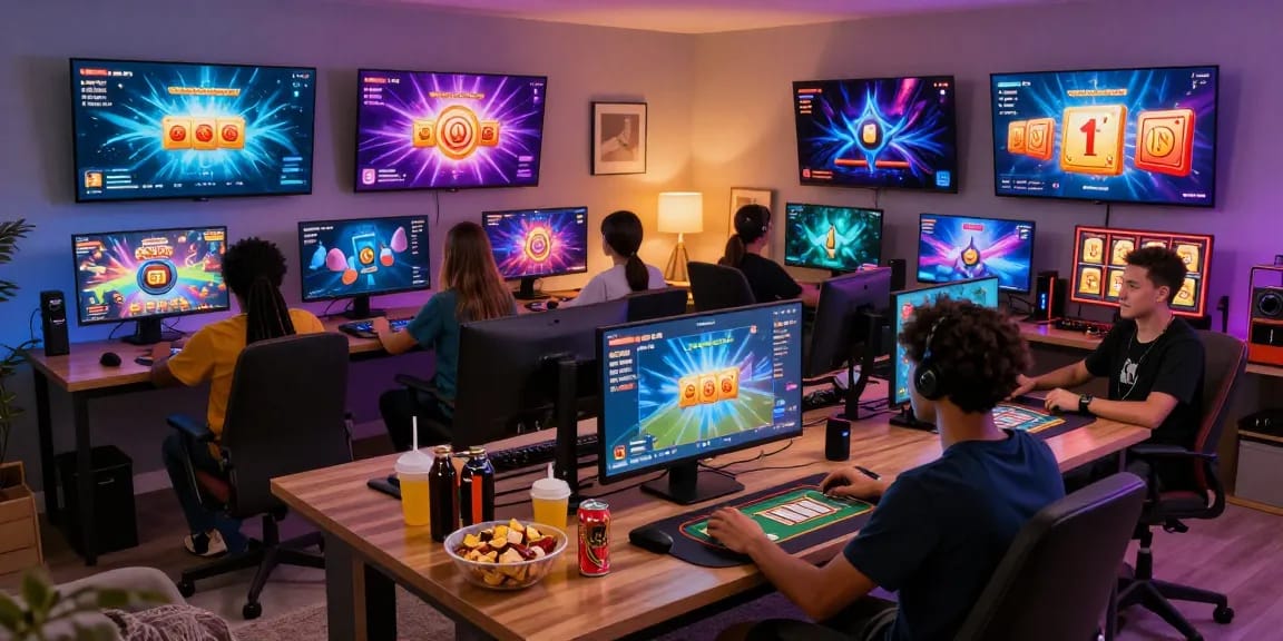 Exciting gaming atmosphere at https://gemwin.pics/ with diverse players enjoying various online games.