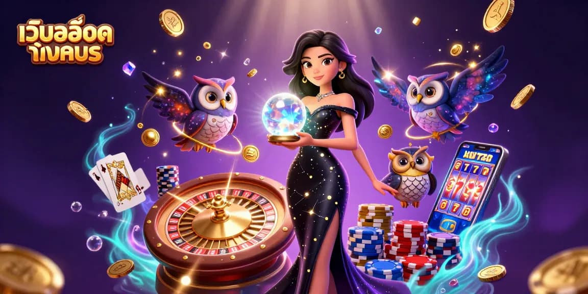 Engage in เว็บสล็อตทดลอง with stunning visuals of a woman in a galaxy-themed gown and cosmic elements.