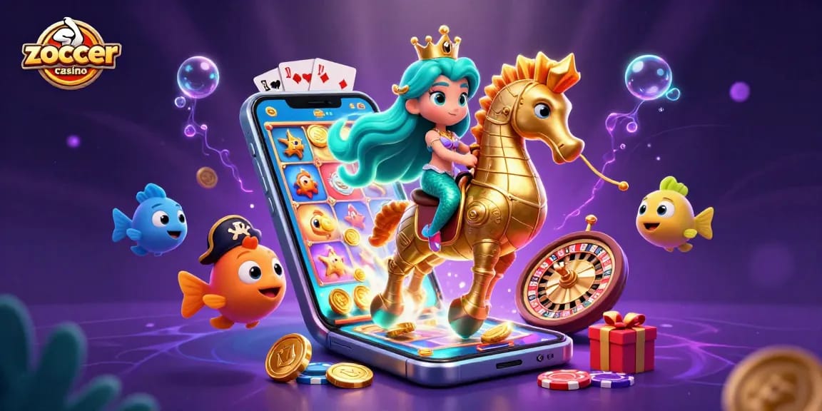 Experience the excitement at zoccer casino with dynamic slot games and vibrant characters in this stunning underwater scene.