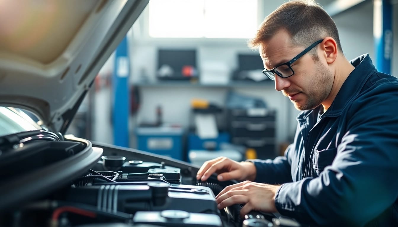 Motorschaden Ankauf leicht gemacht – Mechaniker inspiziert ein beschädigtes Auto mit professionellem Equipment.