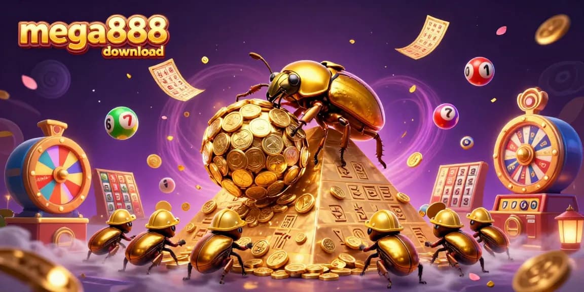 Experience the thrill of mega888 download with golden coins and energetic casino elements.