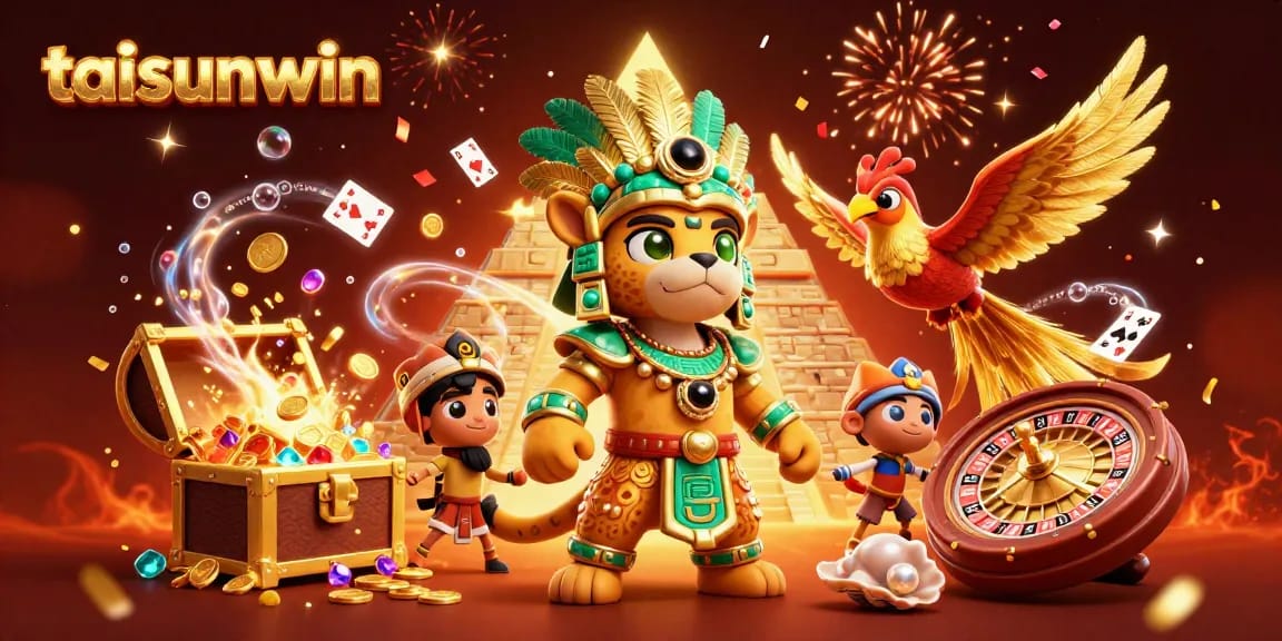 Experience the excitement of taisunwin with a vibrant Mayan-themed casino scene full of dynamic elements.