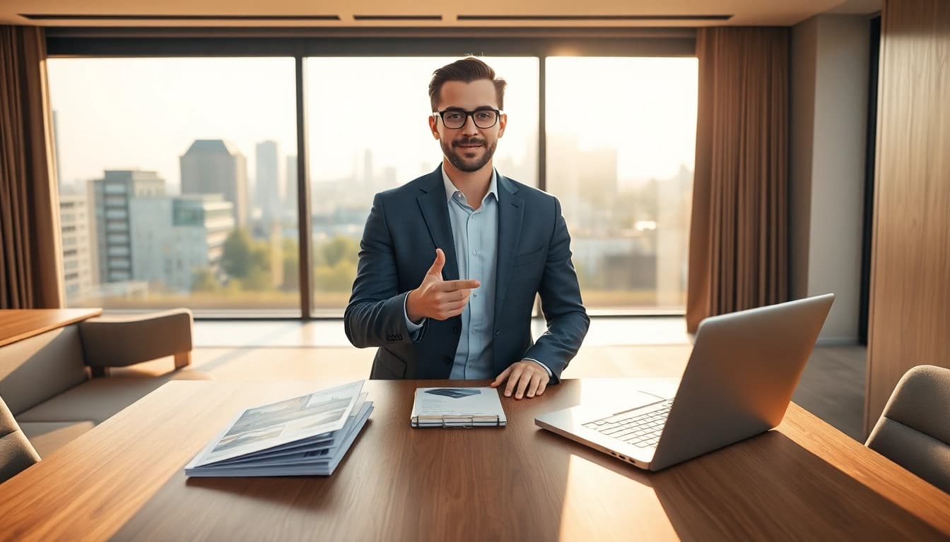Immobilienmakler Frankfurt Eckenheim präsentiert professionelle Dienstleistungen in einem modernen Büro.