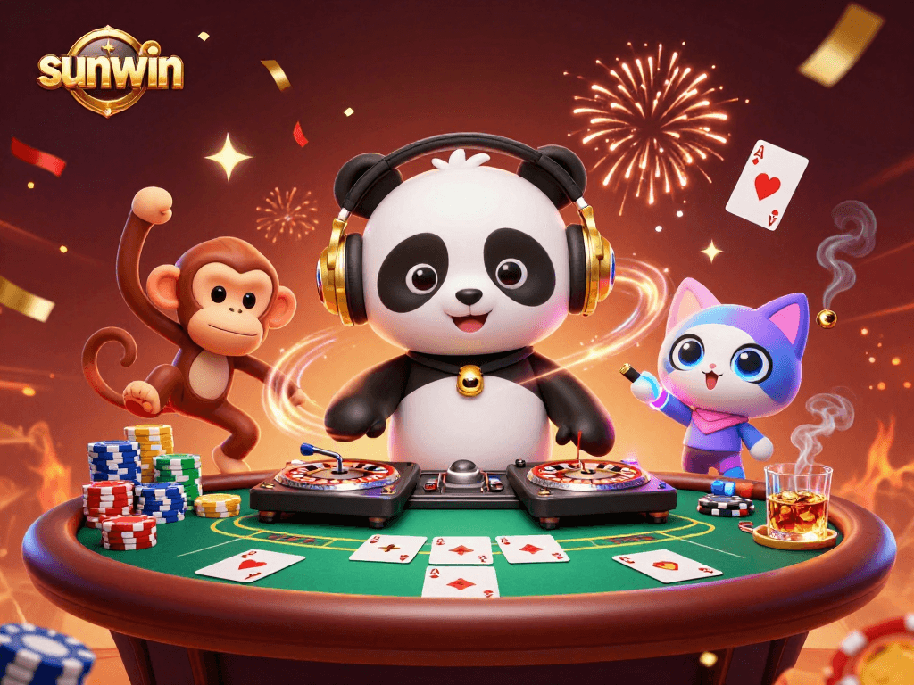 Experience the thrill of sunwin with vibrant 3D characters at a lively poker tournament.