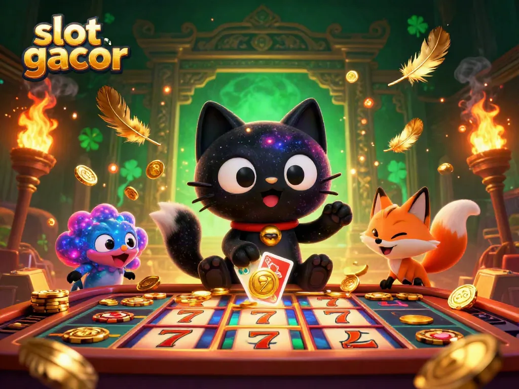 Experience jackpot thrills at slot gacor with a cosmic cat and fox duo in a vibrant casino.