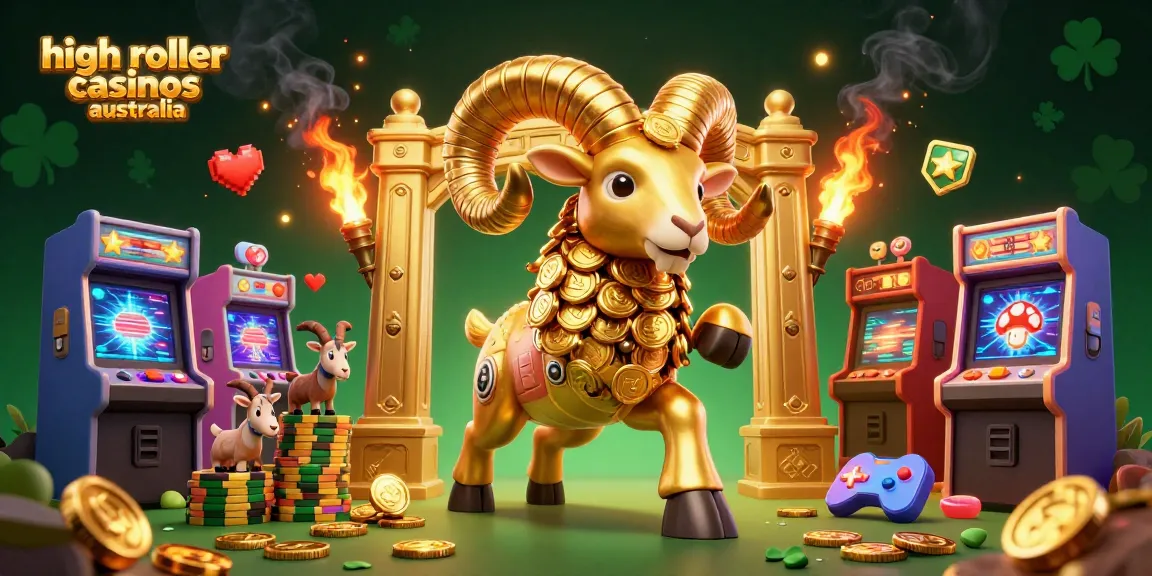 Experience exhilarating action at high roller casinos Australia featuring golden ram amidst vibrant gaming elements.