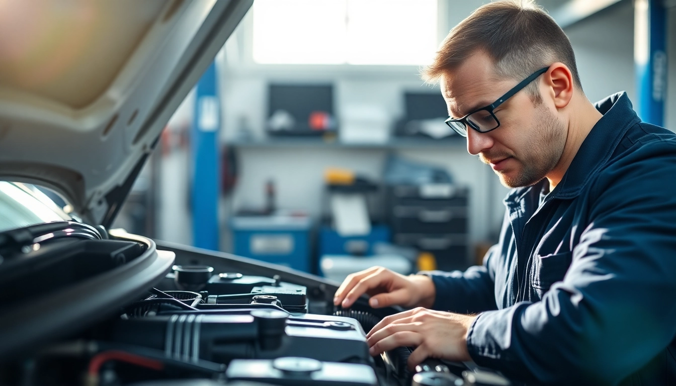 Motorschaden Ankauf leicht gemacht – Mechaniker inspiziert ein beschädigtes Auto mit professionellem Equipment.