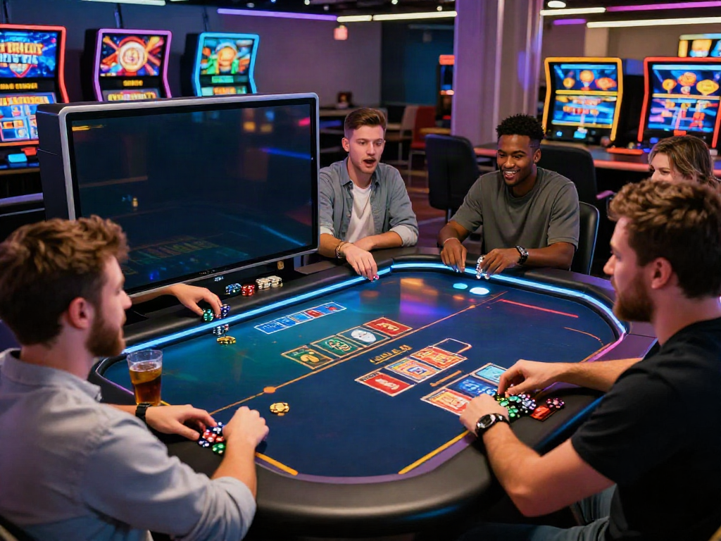 Engaged players enjoying da88 online gaming experience at a vibrant casino table.