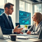 Headhunter IT interview setup showcasing a professional atmosphere and technology.