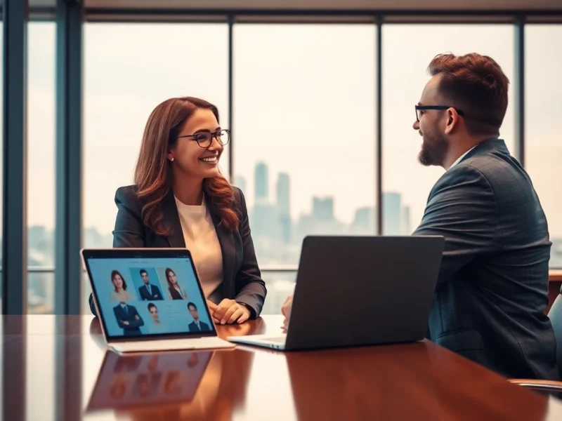 Interaktion mit einem Headhunter Schweiz in einem modernen Büro, zeigt einen freundlichen Austausch.