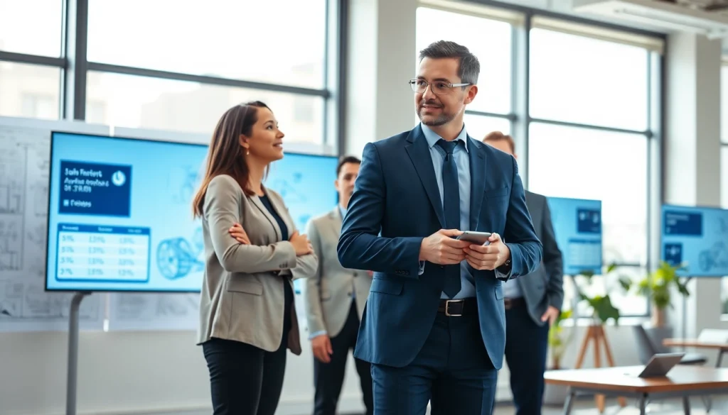 Headhunter Ingenieure engagiert mit Kandidaten in einem modernen Büro.