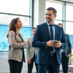 Headhunter Ingenieure engagiert mit Kandidaten in einem modernen Büro.